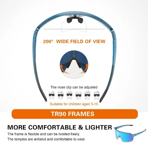 Miniatura 5 de suoso Gafas de sol deportivas de ciclismo para hombre: protección UV400, gafas de sol para jóvenes, para ciclismo, correr, béisbol, sóftbol