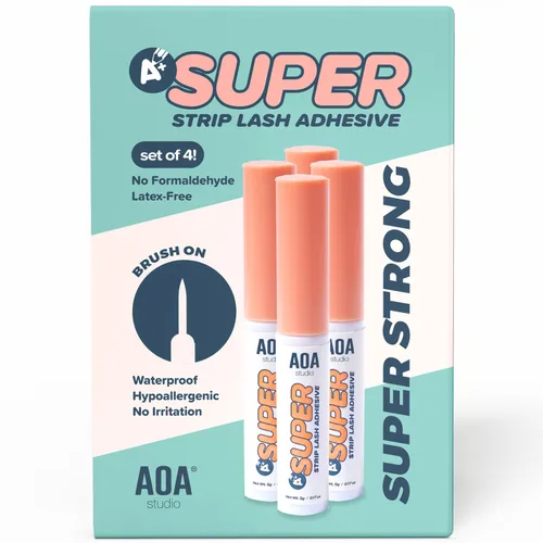 AOA Studio Potenciadores de pegamento para pestañas, 4 unidades, tiras de pestañas adhesivas de sujeción fuerte, fórmula a prueba de agua, sin