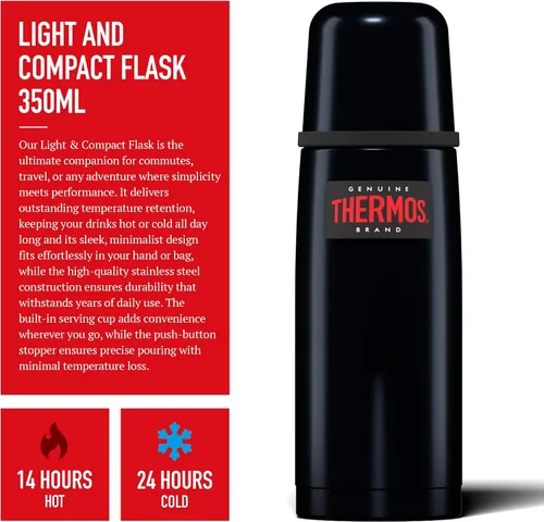 Miniatura 6 de Thermos Frasco ligero y compacto, acero inoxidable, azul medianoche, 11.8 fl oz