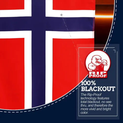 Miniatura 4 de Anley Bandera de Noruega de 3 capas de doble cara a prueba de rasgaduras de 3 x 5 pies, color vivo, cabecera de lona y resistente a las arrugas