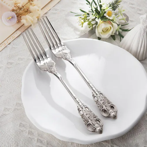 Miniatura 7 de callie Juego de 2 tenedores de boda personalizados con fecha, regalos grabados para novios, novios, tenedores de cubiertos vintage de acero