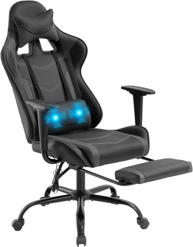 Miniatura 13 de Silla de juegos grande y alta, silla ergonómica de escritorio para computadora, cómoda silla de oficina ajustable de altura ajustable con soporte