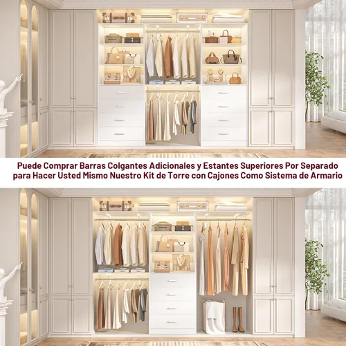 Miniatura 6 de Aheaplus Sistema Organizador de Cajones de Closet, Sistema de Closet de Madera de 3.54 Pies con 4 Cajones, Unidad de Almacenamiento Modular