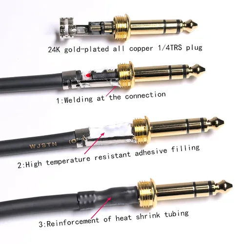 Miniatura 6 de Cable XLR de 1/4 de pulgada a 3 pines, cable equilibrado de micrófono TRS macho a XLR macho de 0.250 in (1 pie)