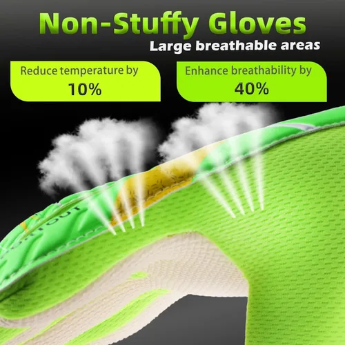 Miniatura 4 de Sportout Guantes de portero para niños, guantes de fútbol con doble protección en la muñeca y material de látex resistente al desgaste y Verde