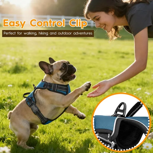 Miniatura 2 de Arnés para perro sin tirones, chaleco reflectante ajustable y acolchado para mascotas con asa de fácil control, fácil de llevar con nudo elegante