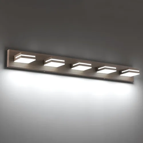 Miniatura 33 de SineRise - Lámpara LED para tocador de baño - Moderna lámpara de acrílico con acabado cromado para iluminación de pared sobre el espejo - 2 luces