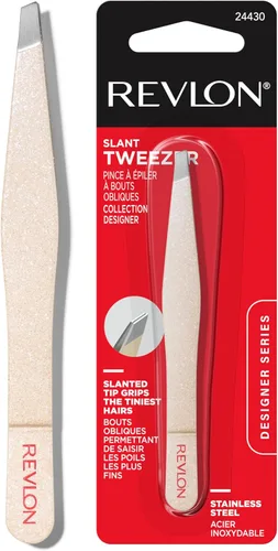Revlon Designer Series - Pinzas inclinadas de alta precisión, hechas con acero inoxidable de larga duración, 1 unidad