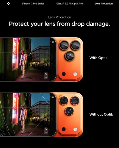 Miniatura 5 de Spigen Protector de Pantalla para Lente de Cámara [GlasTR EZ Fit Optik Pro] Diseñado para iPhone 17 Pro Max iPhone 17 Pro [Compatible con Fundas]