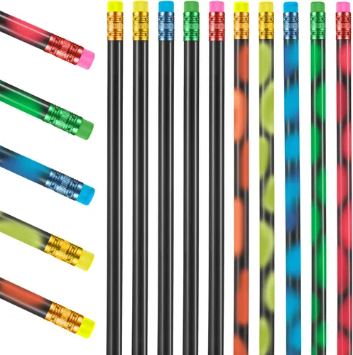 Outus 45 lápices de humor que cambian de color a granel con borrador 2B, bolígrafos de madera activados por calor, bolígrafos termocrómicos de
