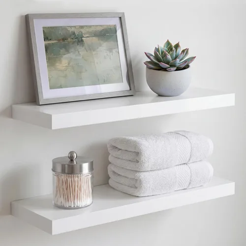 Miniatura 59 de Homeforia Estante flotante blanco de 48 pulgadas, estantes flotantes de madera maciza de alta gama de 48 pulgadas de largo para montaje en pared