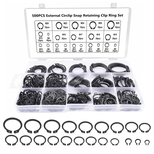 Miniatura 8 de Boatsea - Juego de 300 anillos de retención externos C-Clip Circlip, anillos de retención de resorte externos, juego de surtido de tienda, 18