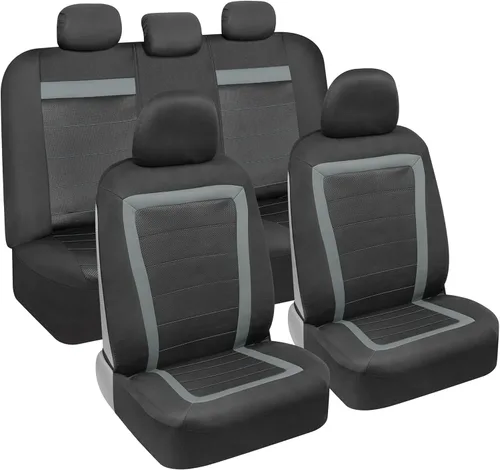 Miniatura 12 de BDK carXS Monaco - Juego completo de fundas para asiento de auto, fundas de asiento delantero beige de tres tonos con funda de asiento trasero