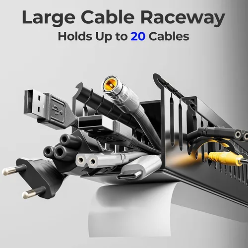 Miniatura 3 de Yecaye Paquete de 2 cables de 31 pulgadas, gestión de cables de PVC extra grande para debajo del escritorio, sin taladro, canal de alambre