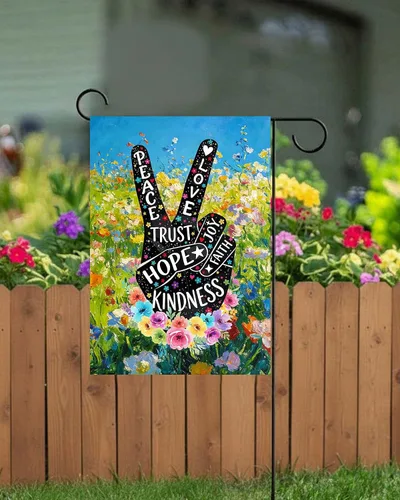 Miniatura 3 de Peace Love - Bandera de 12 x 18 pulgadas, diseño de flores florales de primavera, para jardín, jardín, patio, decoración de doble cara