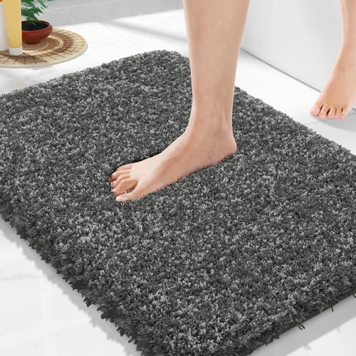 Miniatura 144 de Yimobra Alfombra de baño de felpa esponjosa, súper lanuda suave, cómoda, antideslizante, absorbente de agua, alfombra de baño de microfibra que se