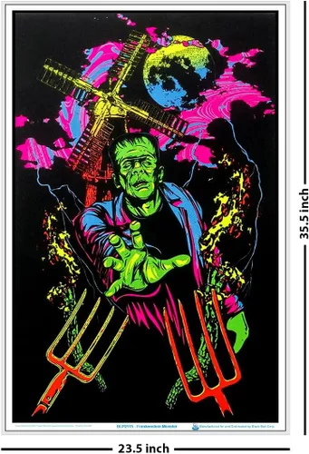 Miniatura 3 de Frankenstein Monster - Póster de luz negra, laminado, 23.5 x 35.5 pulgadas