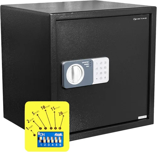 Miniatura 10 de Genie Hand Caja de seguridad antirobo, apertura controlada con temporizador, bloqueo de clase B, tecnología antirebote y llaves de apertura