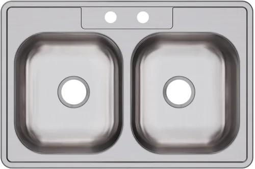 Miniatura 25 de Dayton D233221 Equal - Fregadero de acero inoxidable con doble tazón, 33 x 22 x 6.5 pulgadas