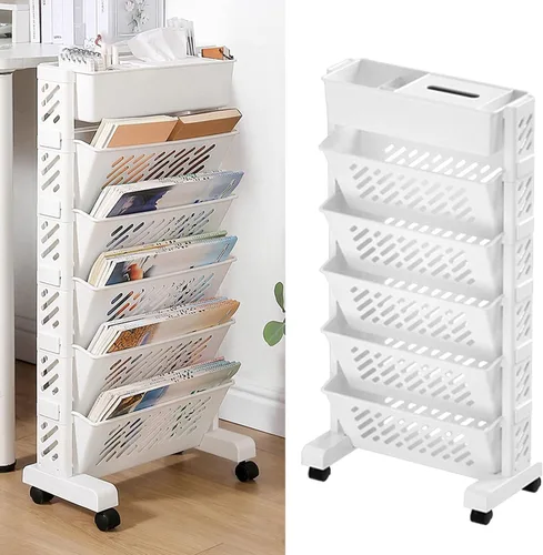 HURRISE Estantería extraíble y única, mueble de 6 niveles, estantes de almacenamiento móviles multifuncionales para estudio, oficina, cocina, aula,