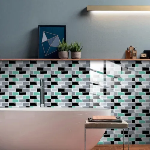 Miniatura 5 de Adhesivos para azulejos decorativos para azulejos de despegar y pegar, despegar y pegar, lámina de azulejos ignífugos, azulejos de cocina, baño, 10