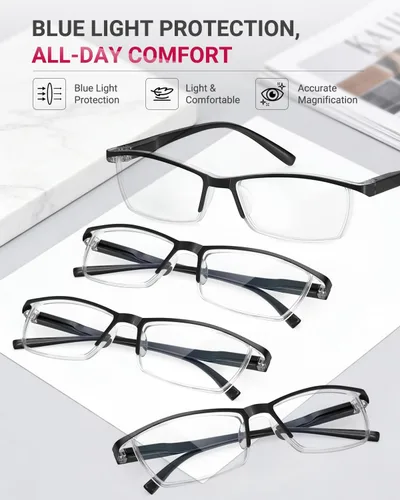 Miniatura 4 de TERAISE Gafas de Lectura Anti-luz Azul de Moda para Hombres y Mujeres Lector de Computadora Negro