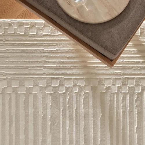 Revival Rugs Soloba 3'11"x6'1" - Alfombra Lavable a Máquina para Cocina y Dormitorio - 100% Reciclada, Certificada Oeko-TEX, Pelo Mediano, Beige,