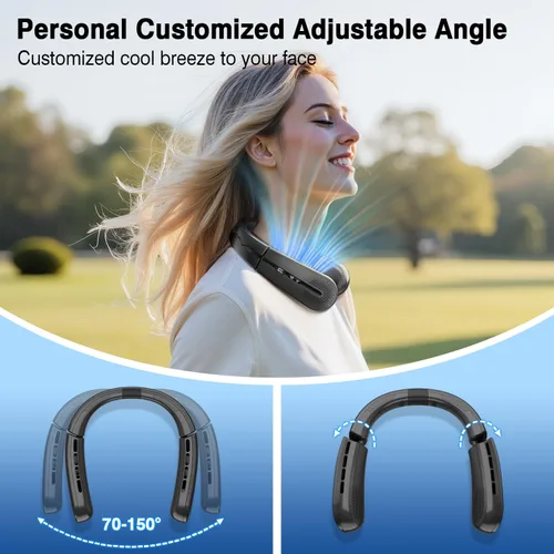 Miniatura 3 de ChillGo Ventilador de cuello portátil – Flujo de aire turbo ampliado de 8400 RPM – Ventilador personal recargable de enfriamiento portátil de 5200