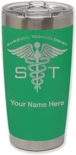 Miniatura 37 de LaserGram Vaso aislado al vacío de 20 onzas, ST Surgical Technologist, grabado personalizado incluido (gris)