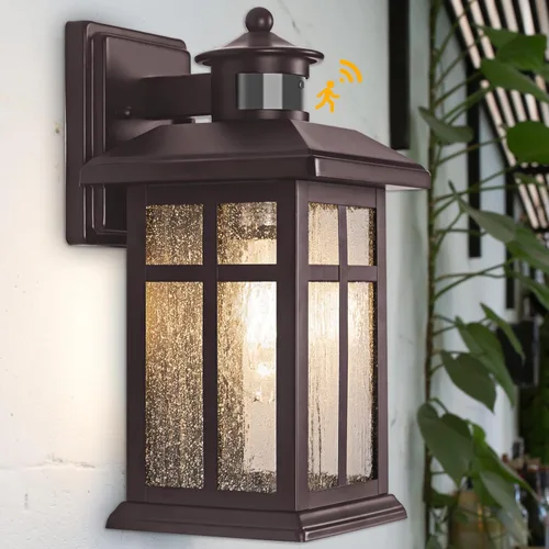 Luz de Porche Actualizada de Anochecer a Amanecer, Accesorios de Iluminación Exterior de Montaje en Pared Bronce Frotado con Aceite, Luces de Porche