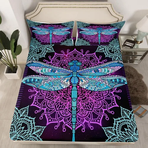 Miniatura 22 de Erosebridal Southwestern - Sábanas de cama bohemias aztecas, tamaño individual, sábanas hippie de cachemira, ropa de cama de estilo exótico, funda