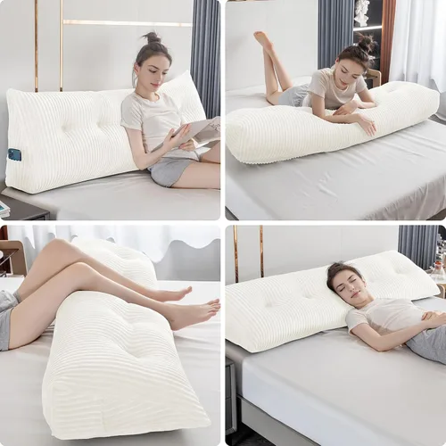 Miniatura 6 de Almohada Triangular Grande para Cabecera en Forma de Cuña para Descanso en Cama y Lectura; Almohada para el Respaldo con Soporte y Posicionamiento