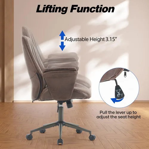 Miniatura 4 de Silla de escritorio para oficina en casa, ruedas suaves, ergonómica, con soporte lumbar, altura ajustable, giratoria, reposabrazos ejecutivo
