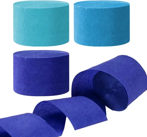 AIM & GGKK Serpentinas de papel crepé azul de 1.8 pulgadas, 6 rollos de decoración de fiesta, un rollo de 82 pies por volumen para fiesta de Boda