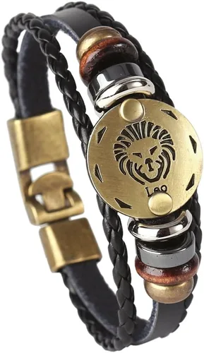 Miniatura 31 de Hamoery Pulsera de cuero de aleación punk para Constellation trenzada pulsera pulsera brazalete