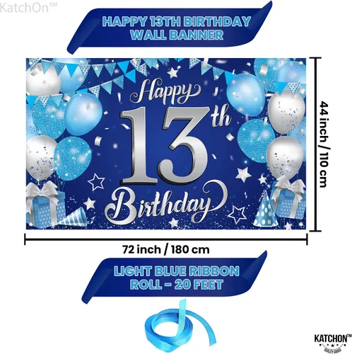 Miniatura 4 de KatchOn, Cartel de feliz cumpleaños número 13, negro y dorado, extragrande, 72 x 44 pulgadas, telón de fondo de feliz cumpleaños, pancarta de feliz