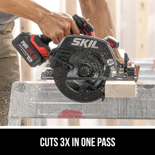 Miniatura 3 de SKIL PWR CORE 20 sin escobillas 20V 7-1/4" 5300 RPM, kit de sierra circular que incluye batería de litio de 4.0Ah y cargador rápido-CR5440B-10