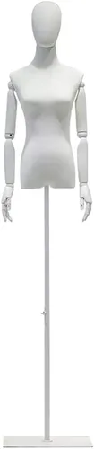 Adjustable Female Dress Form Mannequin Torso 130-185cm for Clothing & Jewelry Display, Sewing, Detachable Arms, Head & Base - Small Size, Perfect