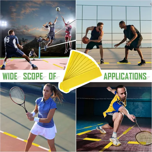 Miniatura 6 de Moukeren Juego de marcadores de línea de cancha amarillos, juego de líneas para tenis, baloncesto, voleibol, bádminton, pickleball, cancha de red