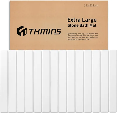 Miniatura 8 de THMINS Tapete de Baño de Piedra Enrollable, Tapete de Baño Plegable de Tierra de Diatomeas 24x16 pulgadas, Súper Absorbente, de Secado Rápido