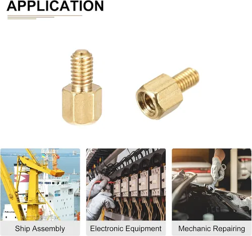Miniatura 4 de DTGN M3x4x4mm (DxHLxML) - Separador hexagonal de latón -100Pack- Bueno para máquinas electrónicas - Tuercas de tornillo espaciadoras macho a hembra