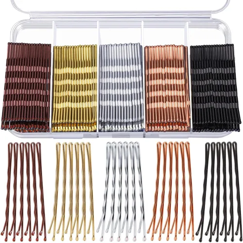 Teenitor Horquillas para el cabello, 2.75 pulgadas, grandes, color marrón, negro, rubio, plateado, para mujeres y niñas, para cabello grueso, 5
