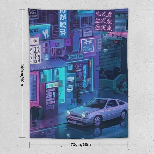 Miniatura 2 de josnmre Jdm Car Ae86 Tokyo Street Neno - Tapiz de pared para dormitorio, arte estético, decoración del hogar, dormitorio, aula, sala de estar, 30 x