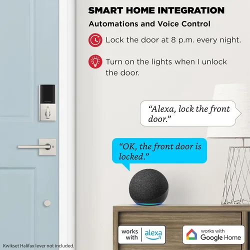 Miniatura 4 de Kwikset Halo Touch Cerradura inteligente con huella dactilar y WiFi, cerradura de puerta de entrada sin llave de bajo perfil, desbloqueo Níquel