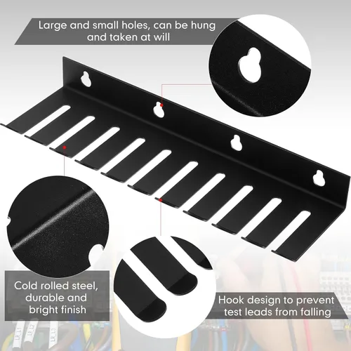 Miniatura 3 de Beeveer Organizador de cables para montaje en pared, 4 unidades, color negro, con 10 ranuras para cables, 0.32 pulgadas de ancho para organizar