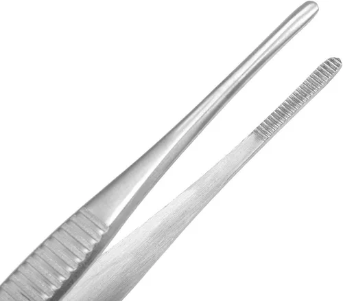 Miniatura 3 de Pinzas de acero inoxidable de 5-1/2 pulgadas con punta dentada recta, pinzas multiusos para reparación de manualidades, paquete de 2