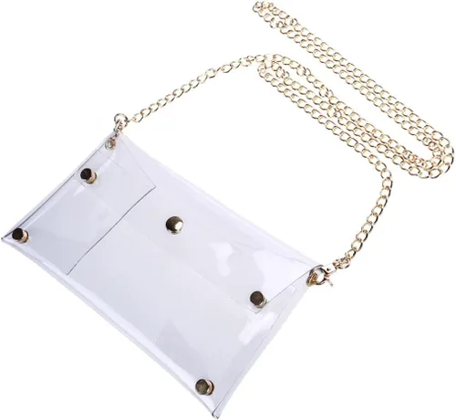 Miniatura 9 de BESTOYARD Bolso bandolera con correa de cadena para mujer, Transparente, Pvc
