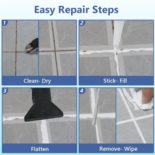 Miniatura 4 de Kit de Reparación de Lechada de Azulejos - Relleno de Lechada, Pasta de Reparación de Lechada con Espatula de Silicona, Kit de Reparación de Lechada