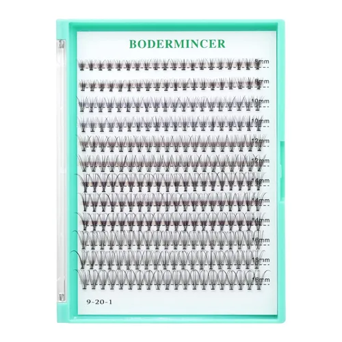 Miniatura 33 de Bodermincer - Bandeja grande de 240 pestañas de rizo D de 0.3 a 0.8 pulgadas (8 a 20 mm) para elegir, pestañas postizas individual para maquillaje