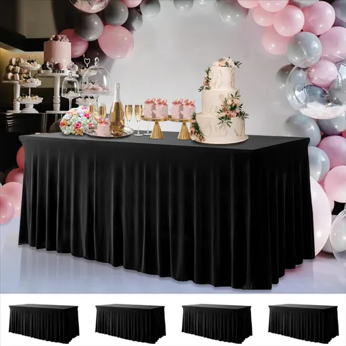 Miniatura 14 de Your Magic Moment Falda de mesa de elastano para mesas rectangulares de 6 pies de 6 pies, color blanco, 1 pieza, mantel ajustable blanco